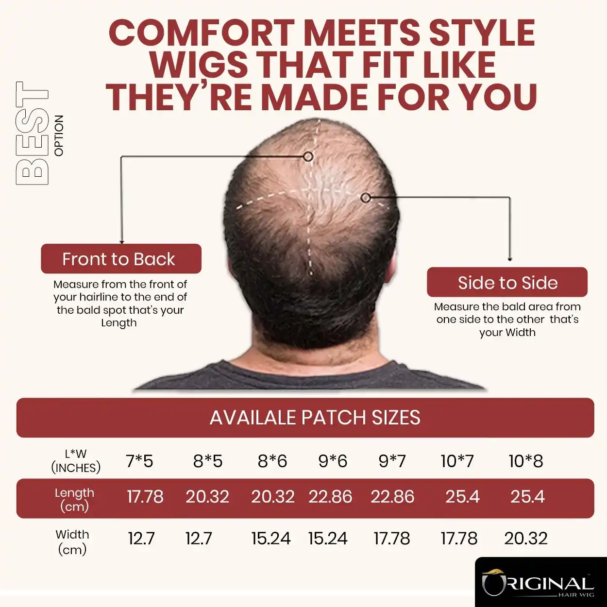 Mono 3.0 Hair Patch Top View Base Design Size Guide Image